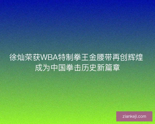 徐灿荣获WBA特制拳王金腰带再创辉煌 成为中国拳击历史新篇章
