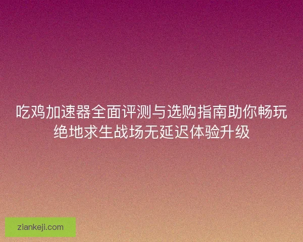 吃鸡加速器全面评测与选购指南助你畅玩绝地求生战场无延迟体验升级